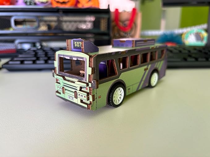 Wood 3D Puzzle Pull-Back Bus