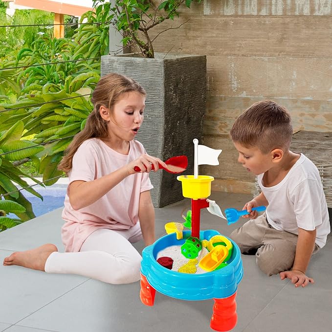 ArtCreativity 2 in 1 Sand & Water Table for Kids, Water Pool Table with Accessories for Toddlers, Sensory Table for Sand & Water Play, Beach Sand Toys, Summer Activity Sandbox Toys for Boys & Girls