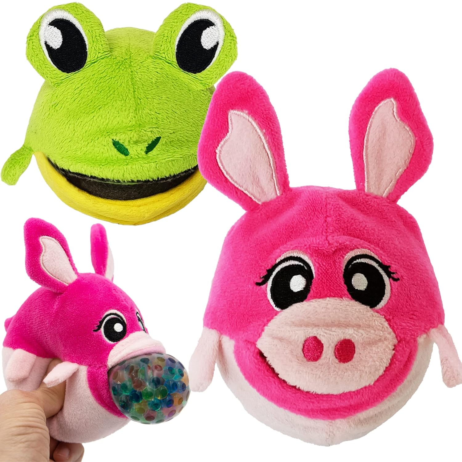 Plush Animal Toy with Squeezy Water Beads, Set of 2