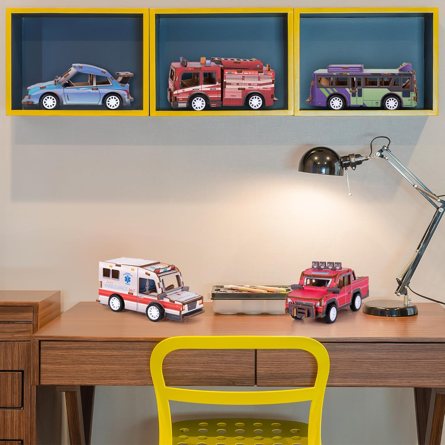 Wood 3D Puzzle Pull-Back Pick Up Truck