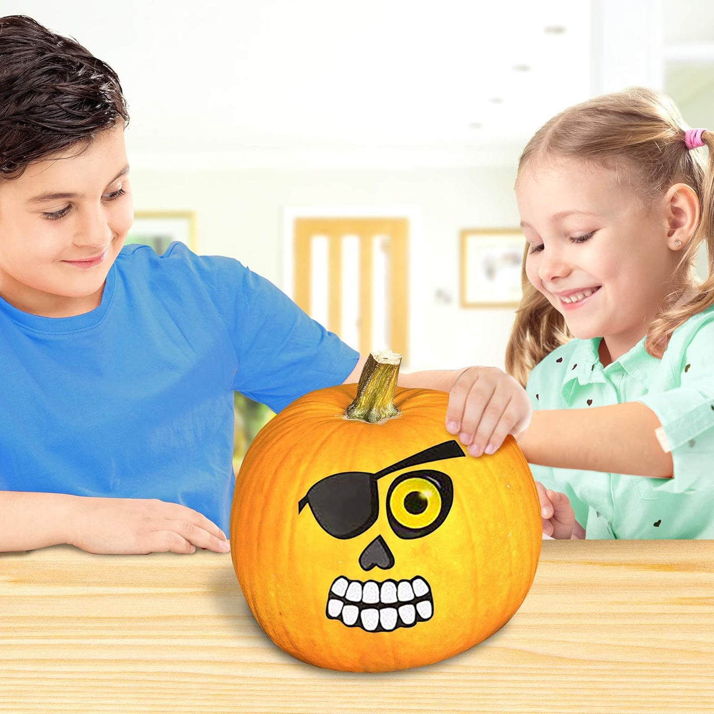 ArtCreativity Halloween Pumpkin Decorating Stickers - 12 Large Sheets - Jack-o-Lantern Decoration Kit - 26 Total Face Stickers - Cute Halloween Decor Idea - Treats, Gifts, and Crafts for Kids- 6" x 9"