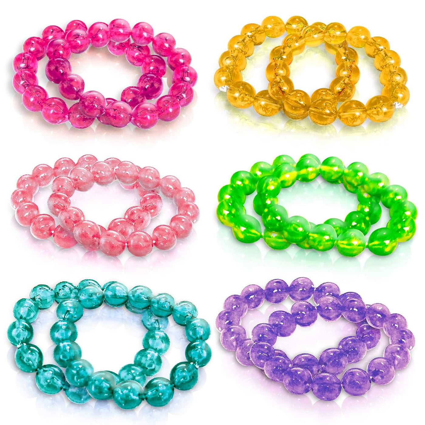 ArtCreativity Bead Bracelets for Kids- 12 Pack- Toy Jewelry Wristbands for Girls- Assorted Colors- Cute Birthday Favors, Party Decorations and Giveaways, Goody Bag Fillers, Dress Up Accessories