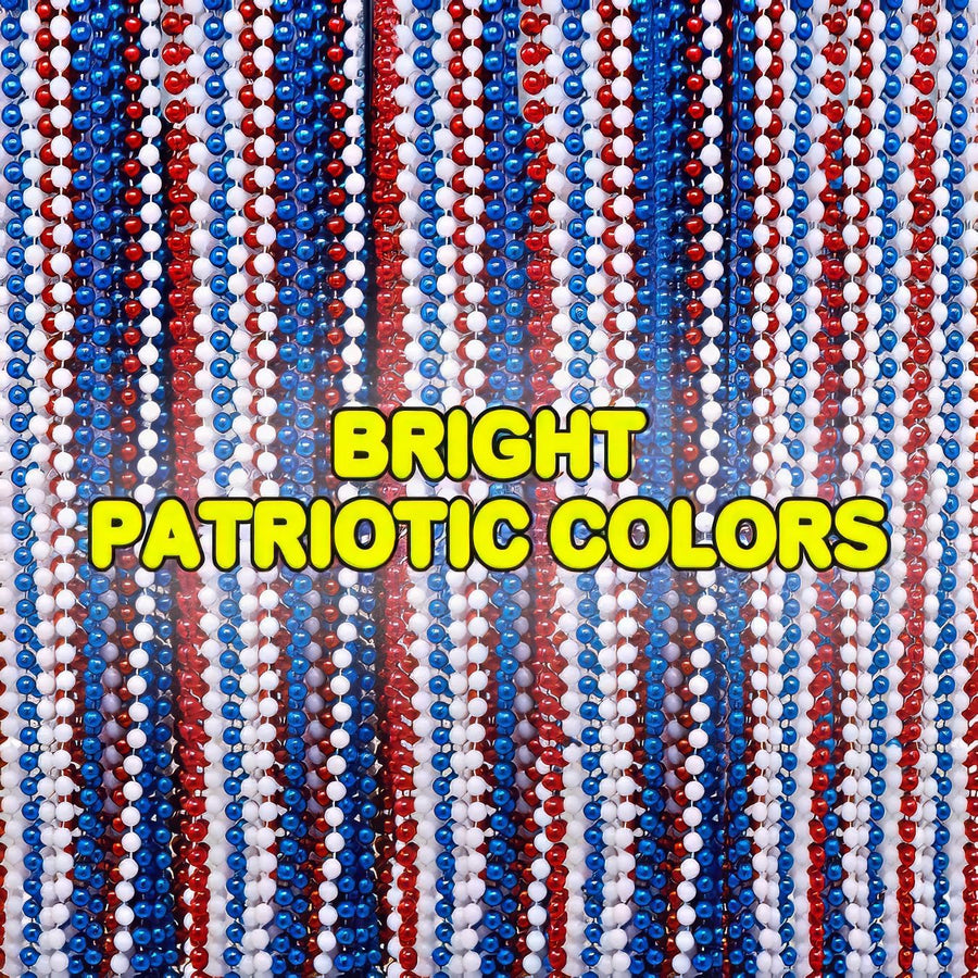 Patriotic Beads Necklaces- Pack of 12