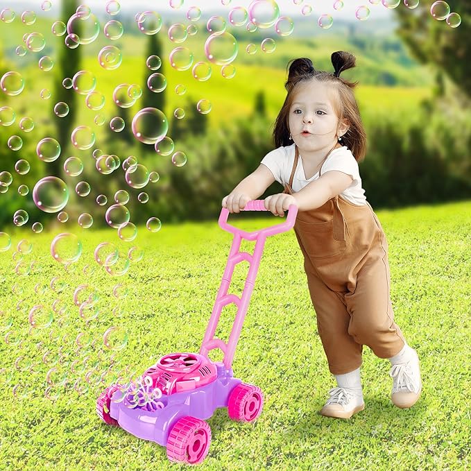 ArtCreativity Bubble Lawn Mower for Toddlers, Kids Bubble Blower Machine, Indoor Outdoor Push Gardening Toys for Kids Age 1 2 3 4 5, Birthday Gifts Party Summer Backyard Toys for Preschool Baby Girls