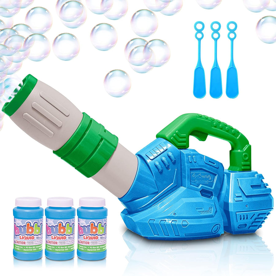 Bubble Leaf Blower with 3 Bottles of Bubble Solution and 3 Wands Blue and Green