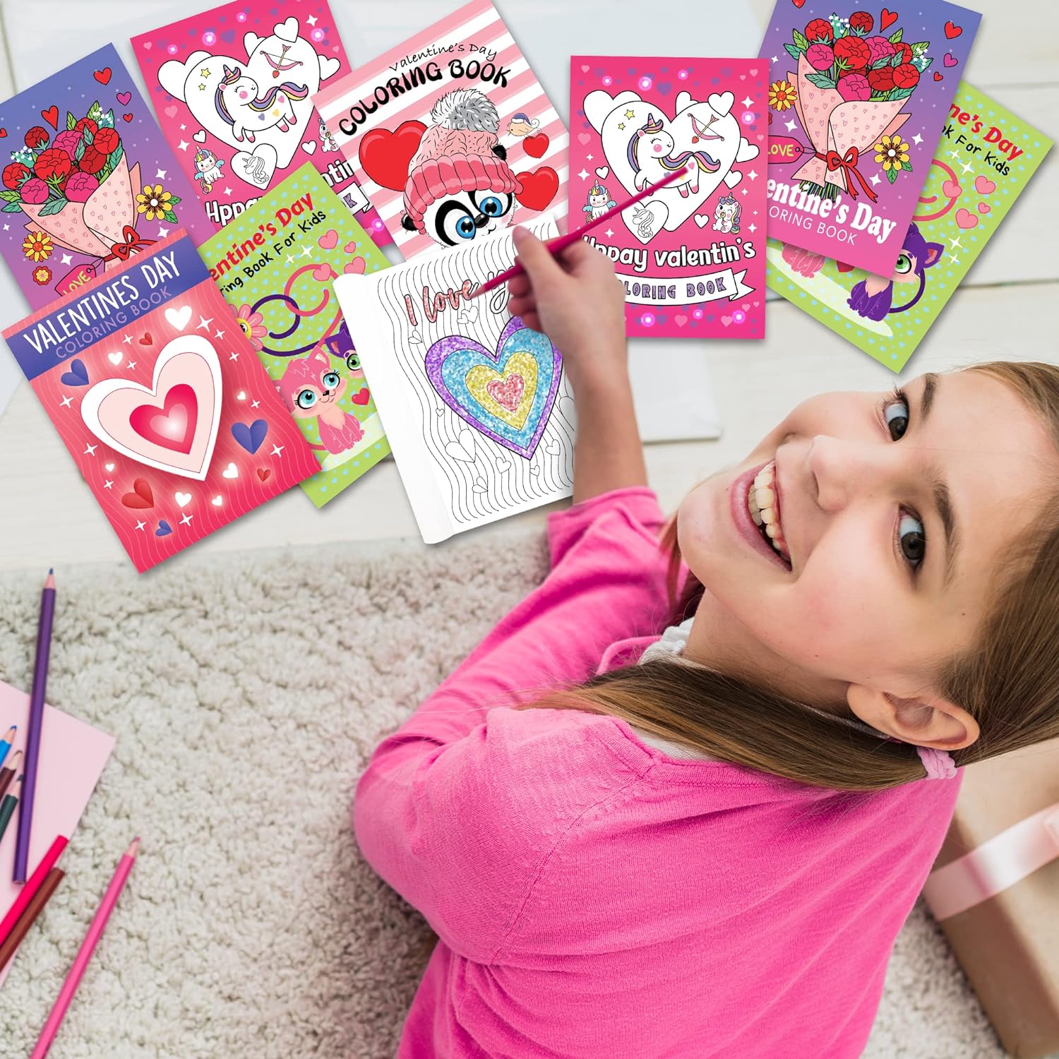 Valentines Day Coloring Books for Kids Bulk, Pack of 20, Small Color Booklets in 5 Designs, Valentine Party Favors For Kids, Educational Valentine Gifts For Kids Classroom, Valentine Treats For Kids