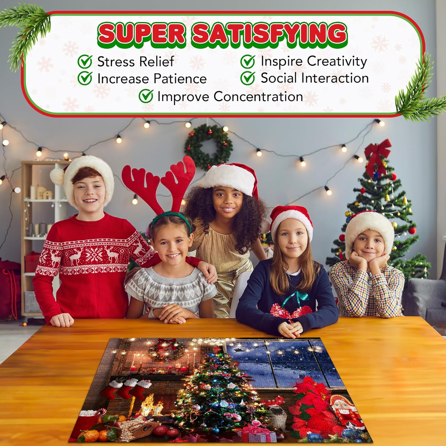 Christmas Jigsaw Puzzle 1000 Pieces - 26 x 19 Inches - 1000 Piece Winter Puzzle for Adults, Kids, Family - Fun Holiday Puzzles for Family Christmas Activities