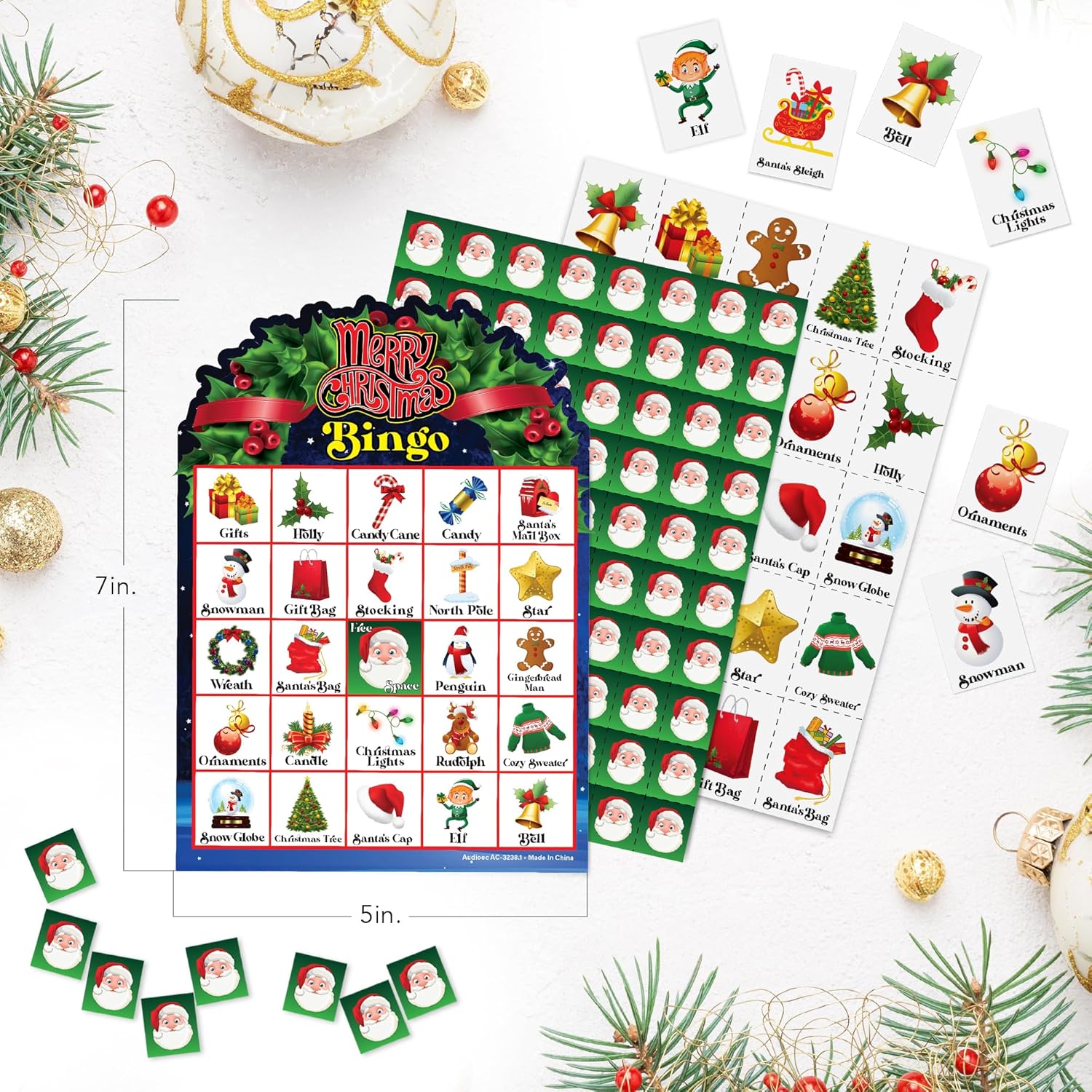 Christmas Bingo Game - 30 Players Kids Christmas Bingo - Holiday 30 Player Cards for Family Game Night - Christmas Games for Classroom