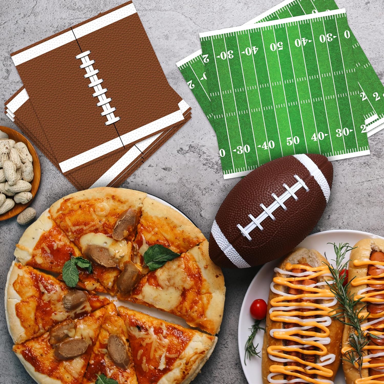80 Pack Football Field Napkins - Set of 80 - Football Napkin Party Decor Supplies - Sports Football Napkins for Parties and Tailgates - Game Day Football Party Decorations (5" x 5")
