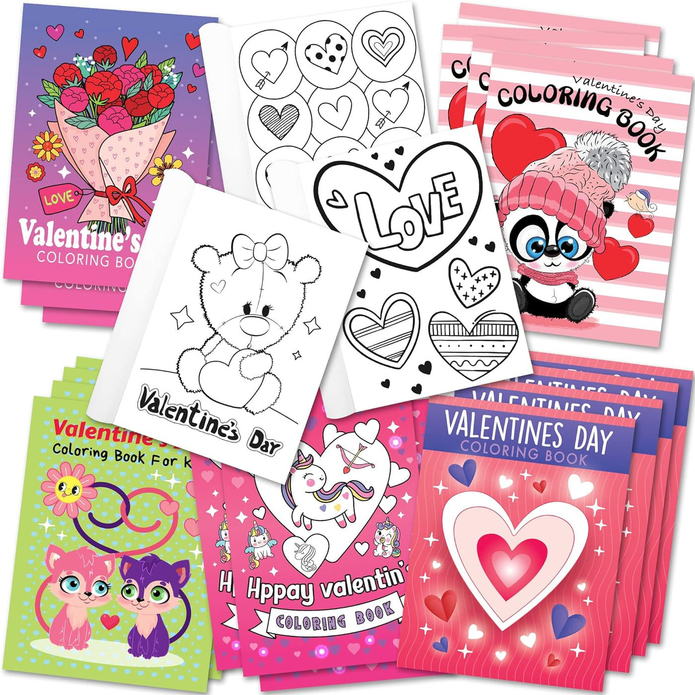 Valentines Day Coloring Books for Kids Bulk, Pack of 20, Small Color Booklets in 5 Designs, Valentine Party Favors For Kids, Educational Valentine Gifts For Kids Classroom, Valentine Treats For Kids