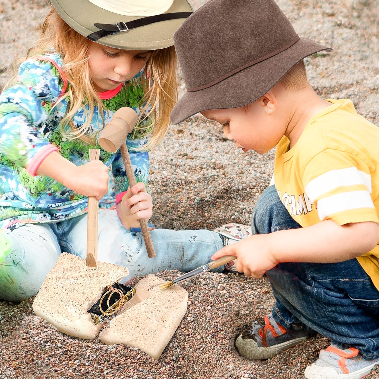 ArtCreativity Pirate Treasure Dig Kit for Kids - Gem Excavation Set with Digging Tools - Interactive Excavating Toys - Great Birthday Gift Idea, Contest Prize for Boys and Girls