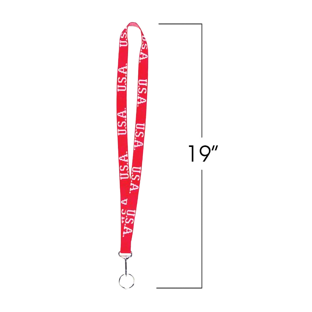 Patriotic Keychain Lanyards, Set of 12, 4th of July Party Favors, Red and Blue Lanyards with Key Ring and Metal Clip, Fun Accessories and Gifts for Patriotic Holidays and Events