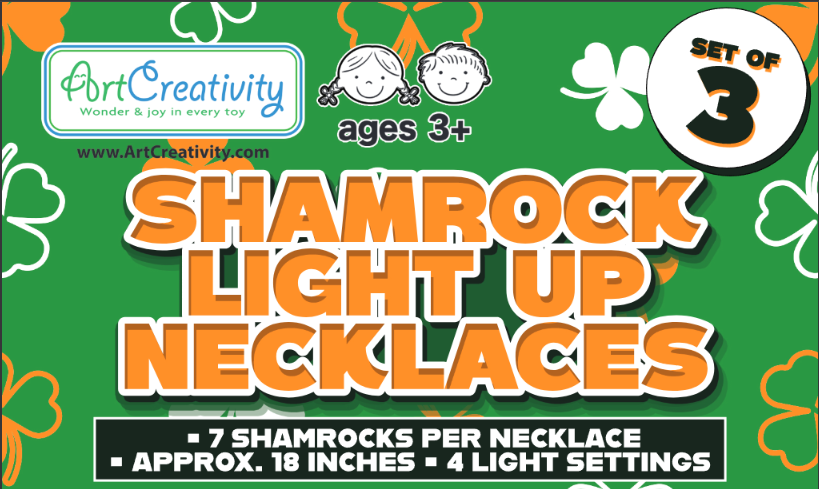 Shamrock Light Up Necklaces 3 pcs