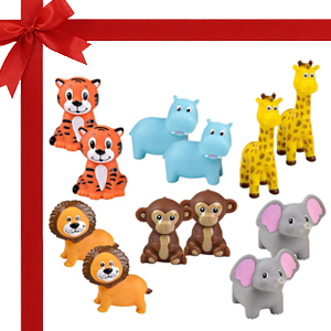 ArtCreativity Vinyl Zoo Animals, Pack of 12 Assorted Squeezable Toys, Safari Birthday Party Favors for Kids, Fun Bath Tub and Pool Toys for Children, Educational Learning Aids for Boys and Girls