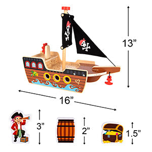 Wooden Pirate Ship Toy Set for Kids