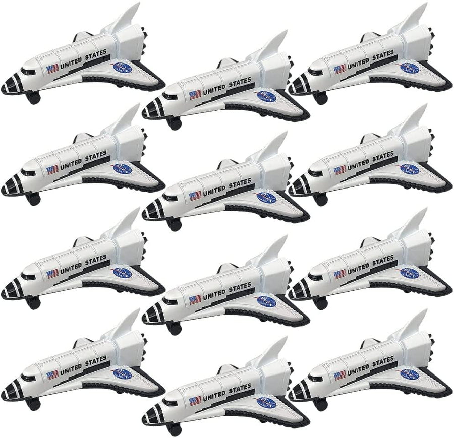 ArtCreativity Diecast Space Shuttles, Set of 12, Durable Diecast Metal NASA Space Ship Toys for Boys, Astronaut Cake Decorations, Astronaut Space Theme Party Favors, Goodie Bag Fillers