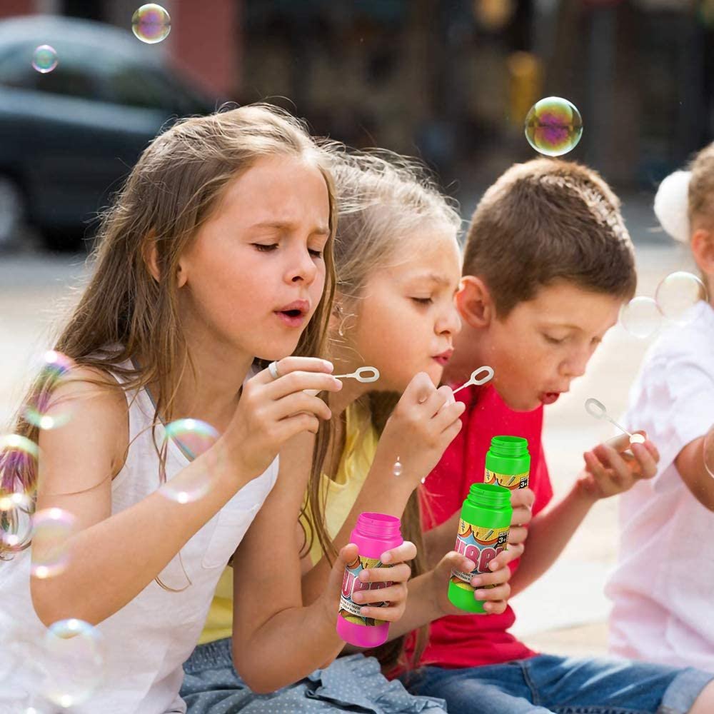 ArtCreativity 3.5 Inch Bubble Blower Bottles with Wands, Pack of 48, Bubble Toys for Kids with 2oz of Solution, Outdoor Summer Fun, Birthday Party Favors, Supplies for Boys and Girls – Assorted Colors