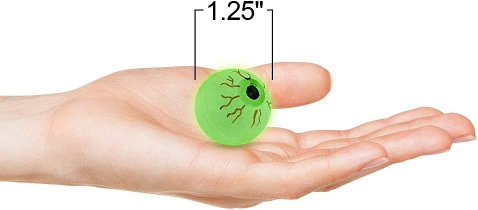 ArtCreativity Glow in the Dark Eye Bouncing Balls - Bulk Pack of 12 – 1.25 Inch High Bounce Bouncy Balls for Kids, Glowing Party Favors and Goodie Bag Fillers for Boys and Girls