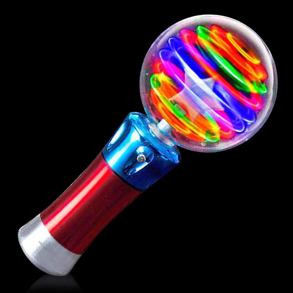 ArtCreativity 7.5 Inch Light Up Magic Ball Toy Wands for Kids, Set of 2, Flashing LED Wands for Boys and Girls, Thrilling Spinning Light Show, Batteries Included, Fun Gift or Birthday Party Favor