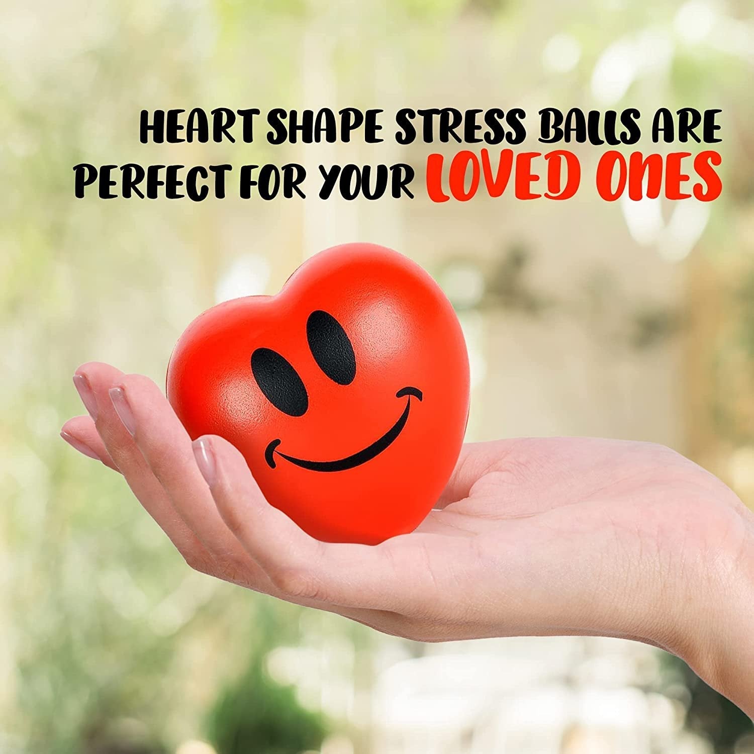 Valentines Heart Shaped Stress Balls - 12-Pack of 2.75" Squishy Heart Fidget Toys for Stress Relief, Heart Shaped Gifts for Adults & Kids, Smile Face Design, Cute Goodie Bag Fillers