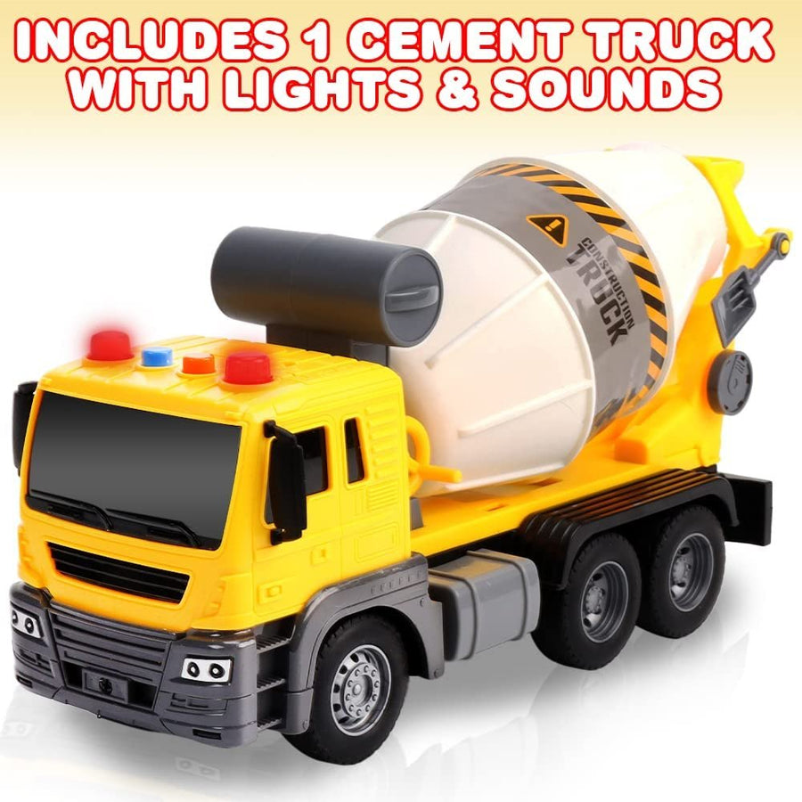 ArtCreativity Light Up Cement Truck, Cement Mixer Toy Truck with Lights, Sounds, and Rotating Barrel, Push and Go Kids Construction Toys, Construction Vehicle Toys for Boys and Girls Ages 3 and Up