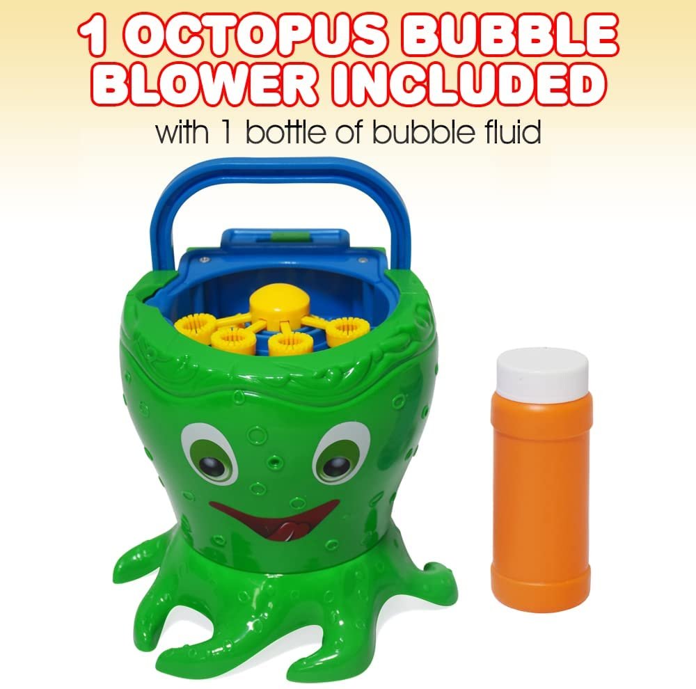 ArtCreativity Octopus Bubble Machine for Kids, Includes 1 Bubbles Blowing Toy with Carry Handle and 1 Bottle of Solution, Fun Summer Outdoor or Party Activity, Great Bubble Gift for Boys and Girls