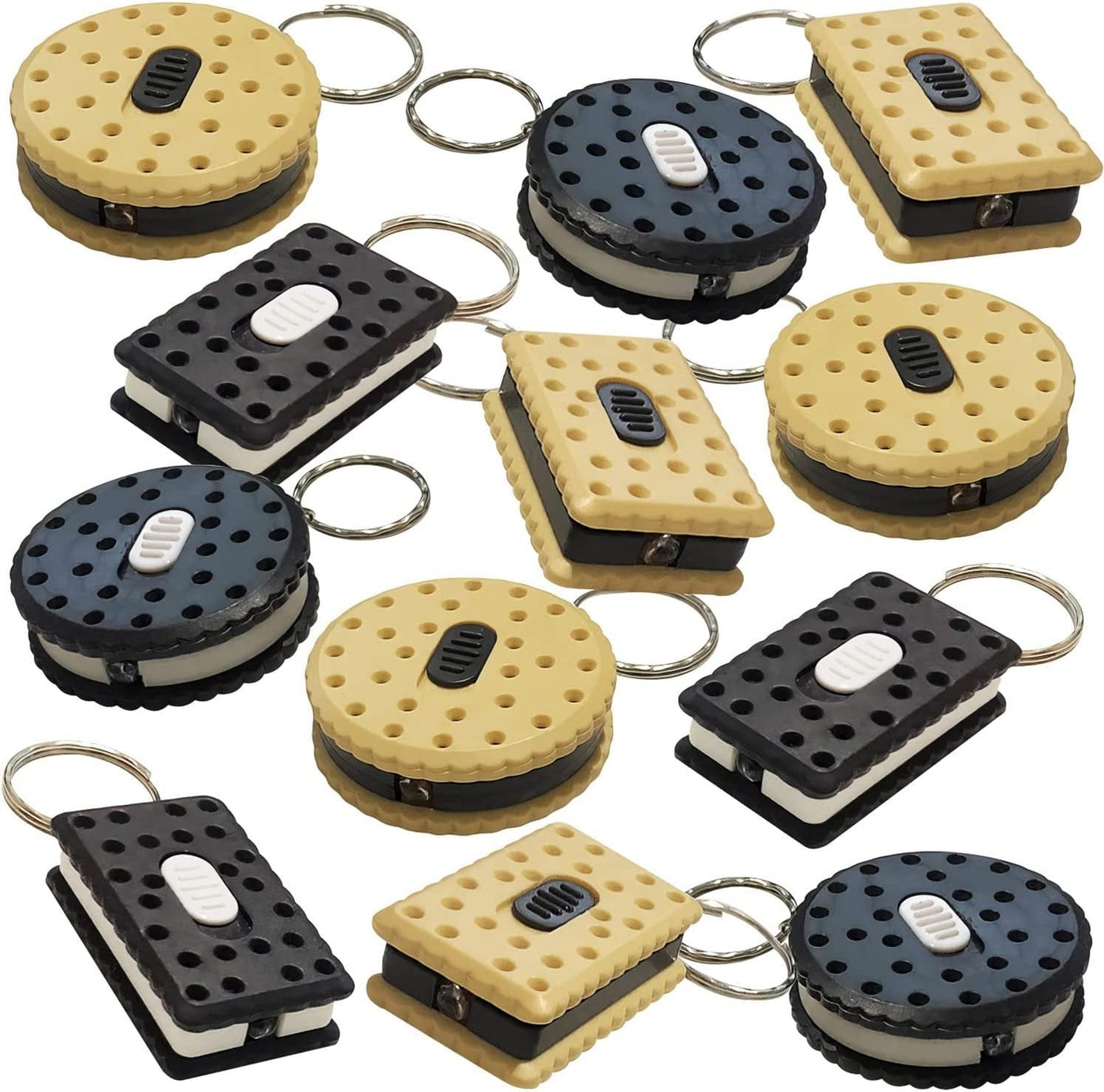 ArtCreativity Sandwich Cookie Flashlight Keychains, Pack of 24, LED Key Chains in Assorted Cookie Replicas, Durable Plastic Keyholders, Birthday Party Favors, Goodie Bag Fillers for Kids