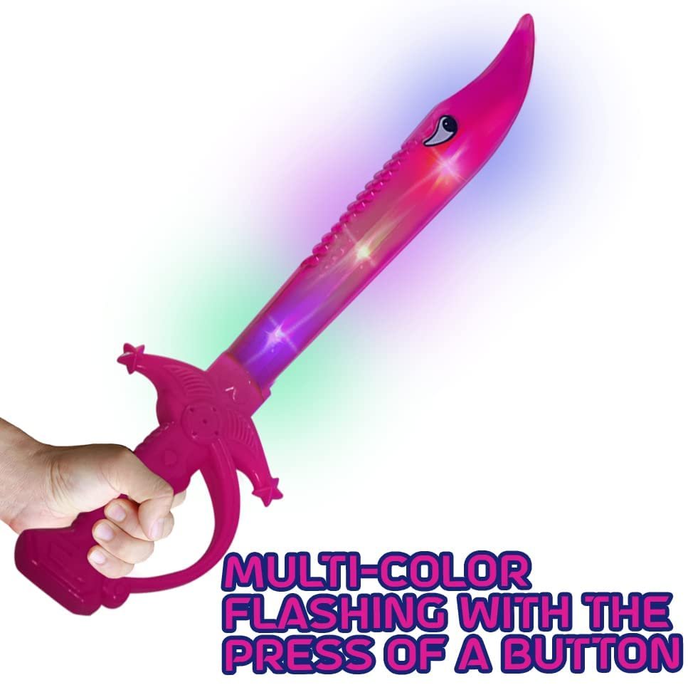 ArtCreativity Light Up Shark Swords for Kids, Halloween Costume Accessories, Halloween Light Up Toys for Kids, Set of 3, 15 Inch Toy Sword with Flashing LED Lights, Great Halloween Toy Sword for Kids