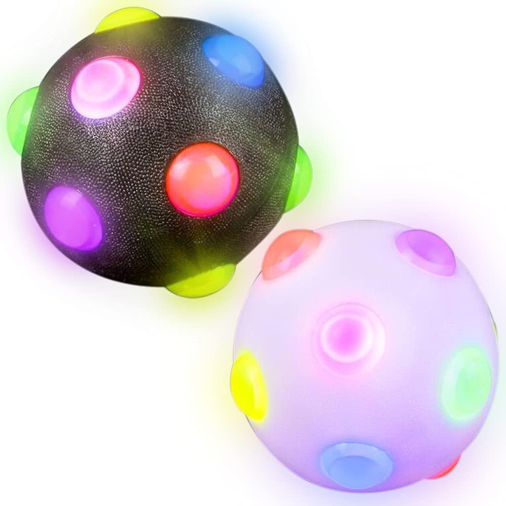 ArtCreativity Light Up Disco Balls, Set of 2, Rubber Balls for Kids with Flashing LEDs, Light Up on Impact, LED Toys for Boys and Girls, Stress Balls for Kids, Fun Birthday Party Favors