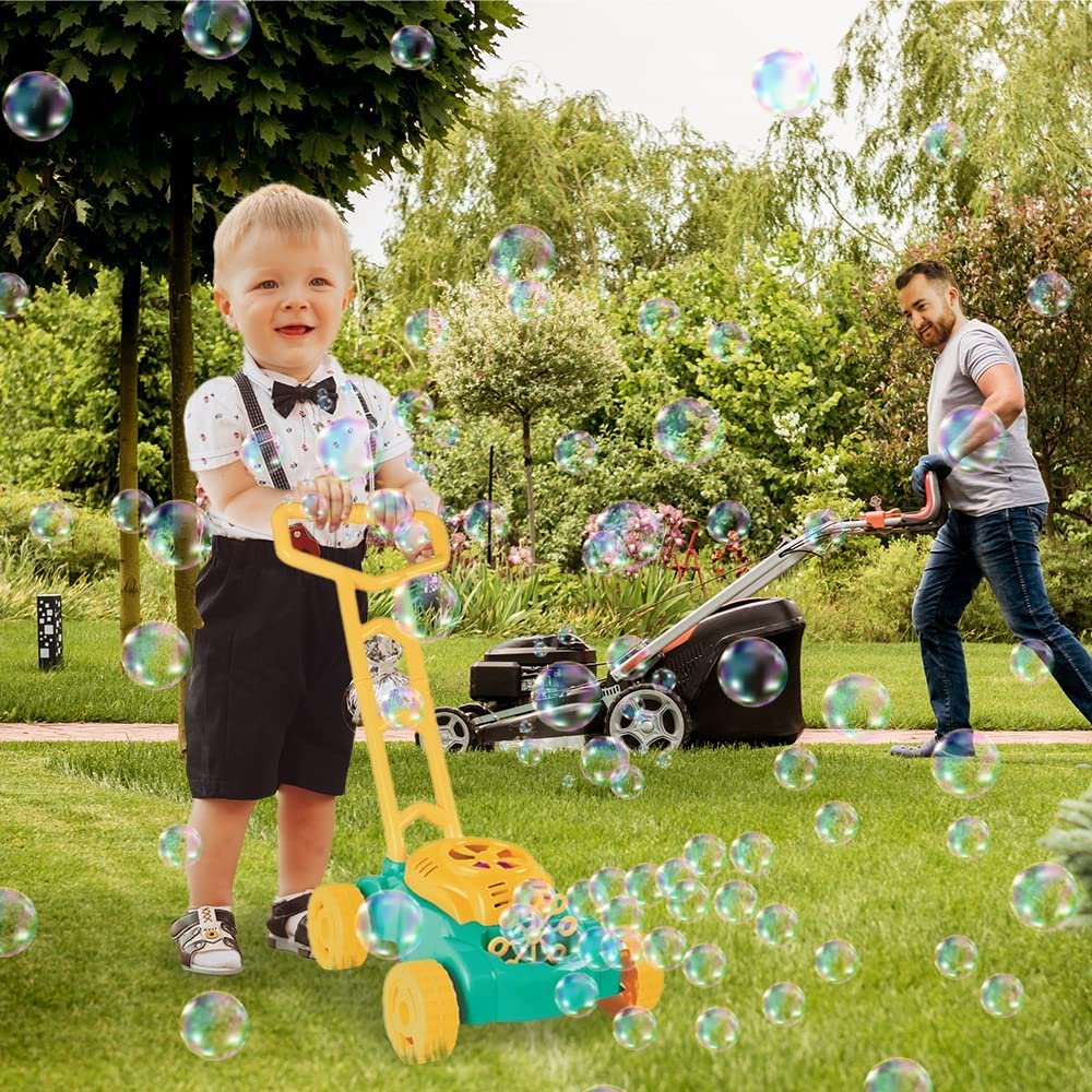 ArtCreativity Bubble Lawn Mower for Kids, Electronic Bubble Blower Machine, Summer Outdoor Push Toys for Kids, First Birthday Gift for Boys and Girls (Gender-Neutral)