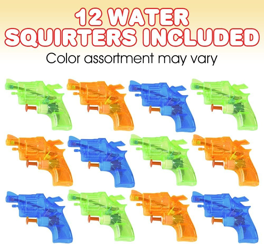 ArtCreativity Mini Water Squirters for Kids, Set of 12, 3.5 Inch Blaster Toys for Swimming Pool, Beach, and Outdoor Summer Fun, Cool Birthday Party Favors for Boys and Girls