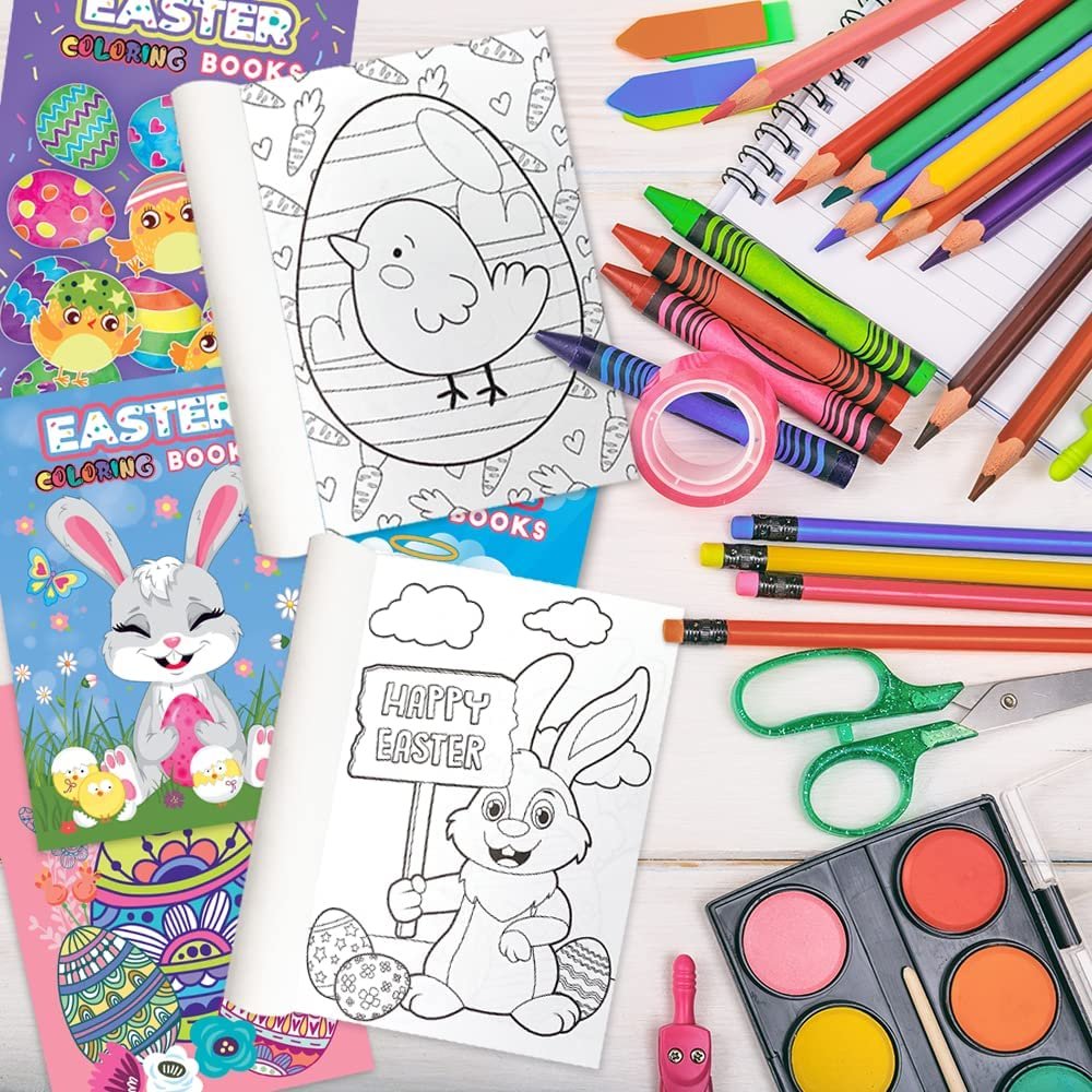 ArtCreativity Assorted Mini Easter Coloring Books for Kids, Pack of 20, Small Color Booklets in 4 Designs, Easter Party Favors for Kids, Educational Easter Gifts for Boys and Girls