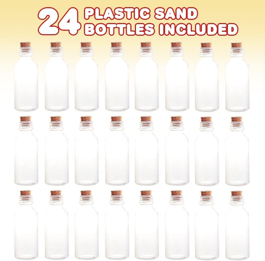 ArtCreativity Plastic Sand Art Bottles with Corks - Pack of 24 - 2oz Clear Containers for Sand Art, Message in a Bottle, Wedding Invitations, Fun Arts and Crafts Supplies for Kids - Sand not Included…