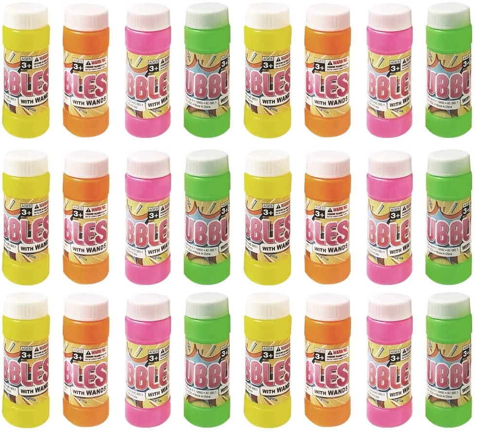 ArtCreativity 3.5 Inch Bubble Blower Bottles with Wands, Pack of 48, Bubble Toys for Kids with 2oz of Solution, Outdoor Summer Fun, Birthday Party Favors, Supplies for Boys and Girls – Assorted Colors