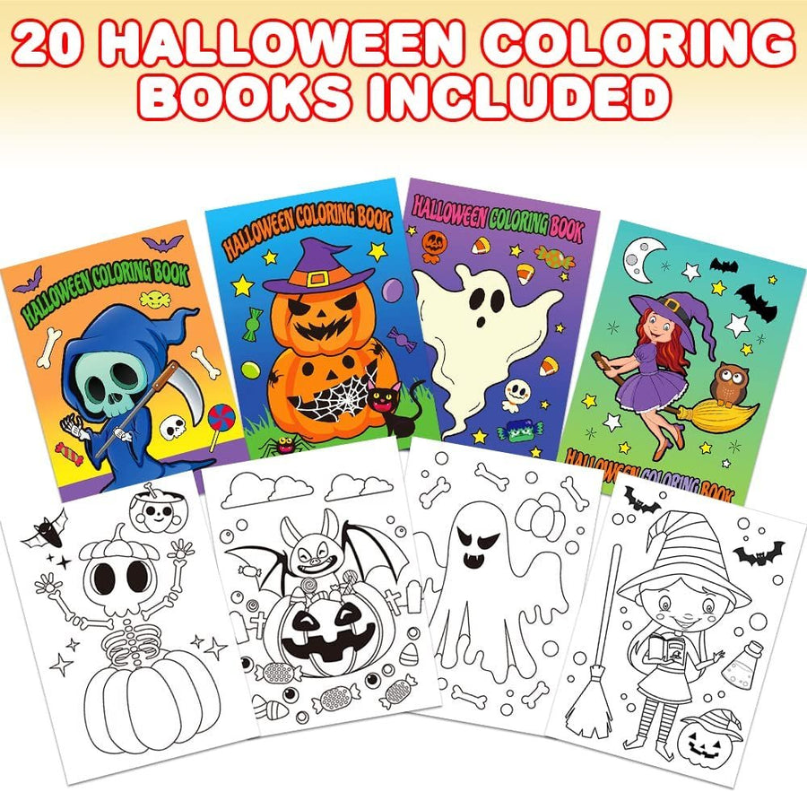 ArtCreativity Halloween Coloring Books for Kids, Pack of 20, 5” x 7” Mini Booklets, Fun Halloween Treats Prizes, Favor Bag Fillers, Birthday Party Supplies, Art Gifts for Boys and Girls