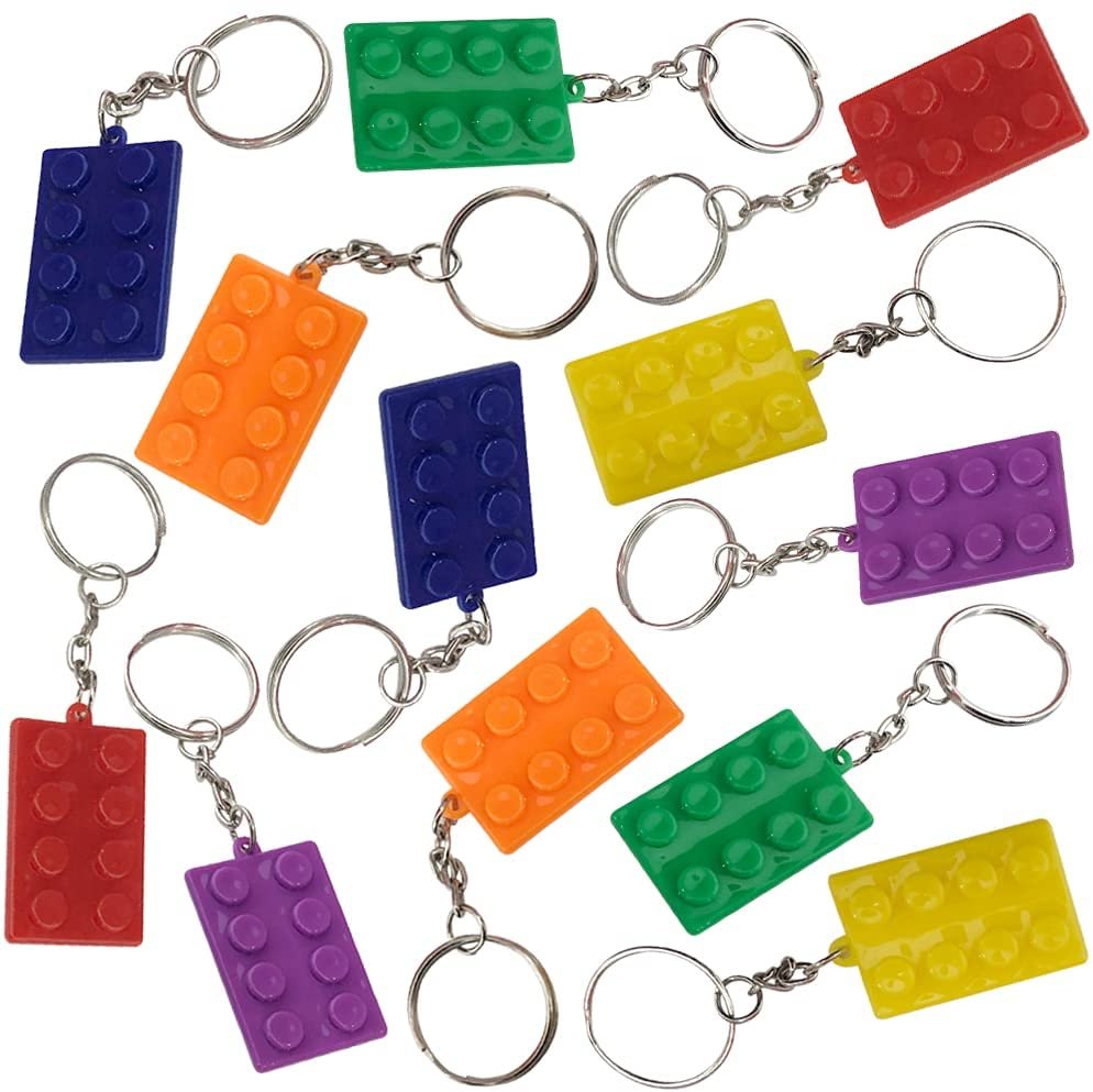 ArtCreativity Building Block Keychains, Set of 12, Fun Key Chains for Backpack, Purse, Luggage, or Pocket Book, Birthday Party Favors, Carnival Party Favors for Kids, Great Giveaways