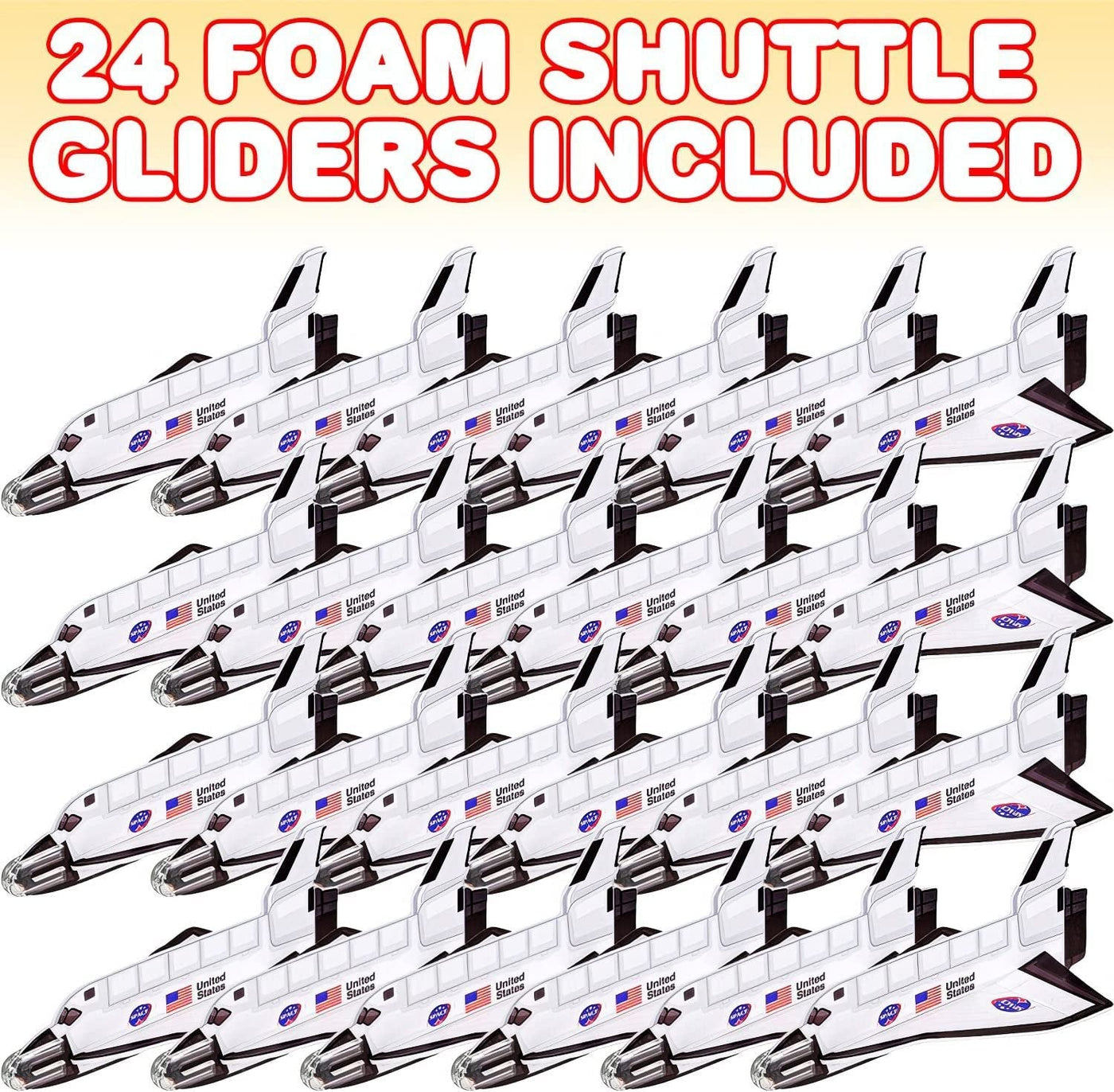 ArtCreativity Space Shuttle Gliders, Set of 24, Flying Toys for Boys & Girls, Made of Foam Material, Outdoor Toys for Children, Outer Space Party Favors for Kids, Great for Indoor & Outdoor Play