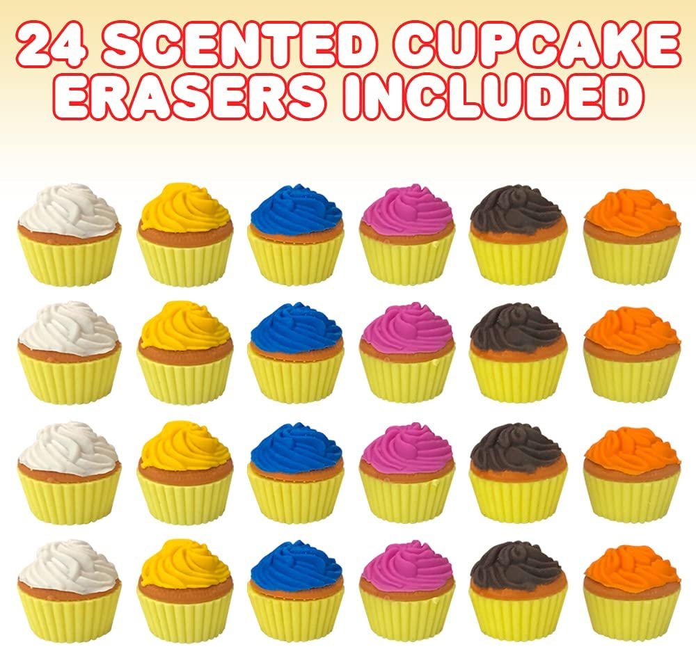 ArtCreativity Scented Cupcake Erasers for Kids, Set of 24, Cup Cake Er ...