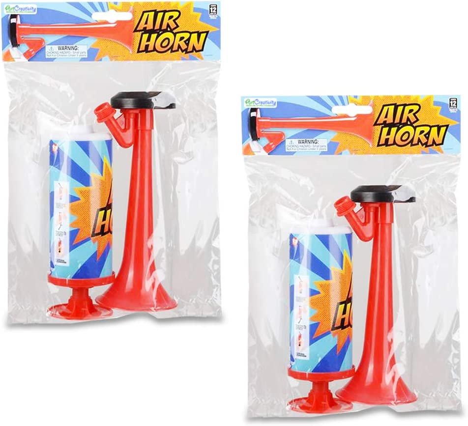 ArtCreativity Air Horn Pump, Set of 2, 14 Inch Noisemakers for Sporting Events, Parties, Celebrations, Fun Birthday Party Favors and Goodie Bag Fillers for Kids and Adults