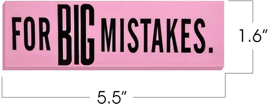 ArtCreativity Pink Mistake Erasers for Kids, Pack of 4, Really Big Erasers, 5.5 Inch Giant Pencil Rubber, Cool Back to School Stationery Supplies for Boys and Girls, Joke Gag Gifts for Adults
