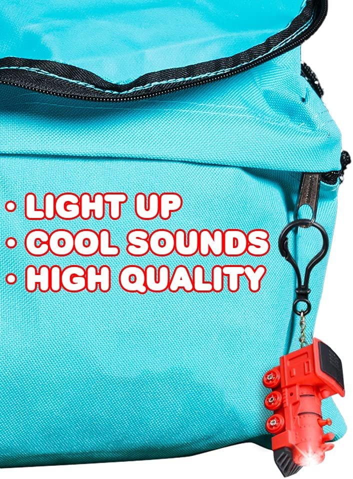 ArtCreativity Light-Up Train Backpack Clips with LEDs and Sounds, Set of 3, Fun Bag Accessories for Kids and Adults, Unique Back to School Supplies, Train Birthday Party Favors for Boys and Girls