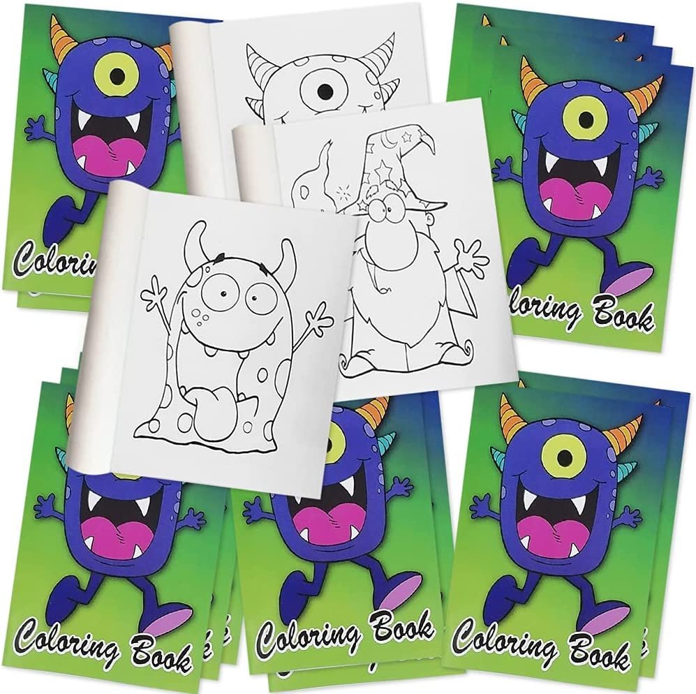 ArtCreativity Monster Coloring Books for Kids, Set of 12, 5 x 7 Inch Small Color Booklets, Fun Treat Prizes, Favor Bag Fillers, Birthday Party Supplies, Art Gifts for Boys and Girls