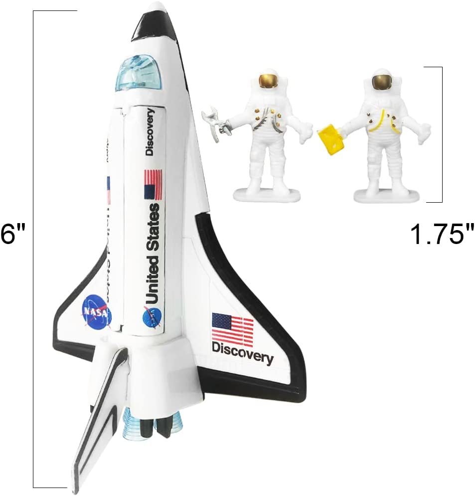 ArtCreativity Space Shuttle Toy Set with 2 Astronaut Figurines, Cool Space Toys for Kids-Diecast Metal Shuttle with Lights, Sounds and Pullback Motion, Best Space-Themed Gifts for Boys and Girls