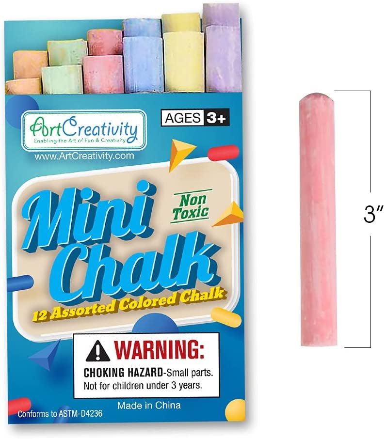 ArtCreativity Mini Chalk Set for Kids, 24 Boxes, Each Box Has 12 Blackboard Chalk Sticks, Non-Toxic Art and Craft Supplies, Birthday Party Favors for Boys and Girls, Goody Bag Fillers, Classroom Gift