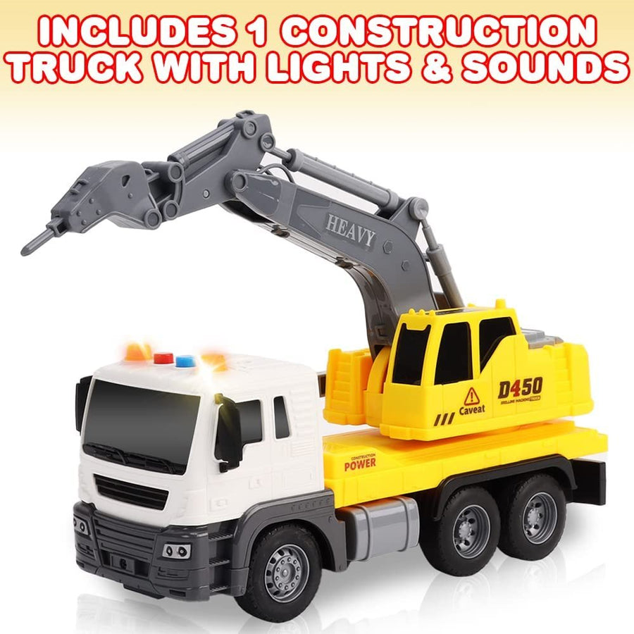 ArtCreativity Light Up Construction Truck Toy, Excavation Truck Toy with a Rotating Back, Push and Go Kids Construction Toy with LED and Sound Effects, Cool Construction Trucks for Boys and Girls