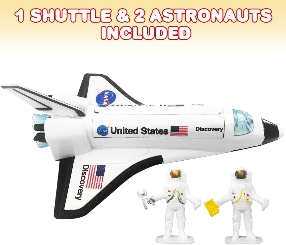 ArtCreativity Space Shuttle Toy Set with 2 Astronaut Figurines, Cool Space Toys for Kids-Diecast Metal Shuttle with Lights, Sounds and Pullback Motion, Best Space-Themed Gifts for Boys and Girls