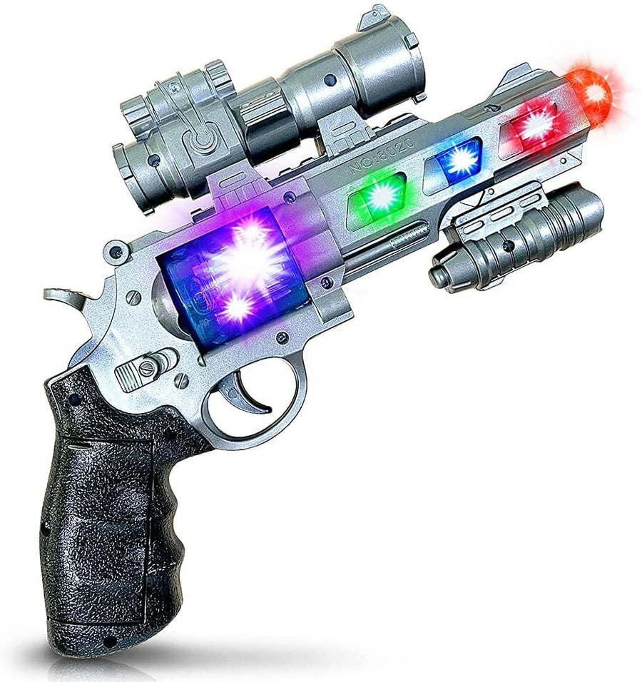 ArtCreativity Light Up Space Blaster Toy Gun for Kids, Super Ray Gun Blaster with Colorful Flashing LEDs and Sound, 9 Inch Hand Pistol with Batteries Included, Really Cool Play Gun for Boys and Girls