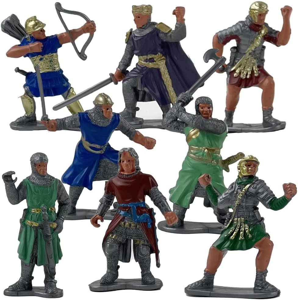 ArtCreativity Knight Action Figures for Kids, Set of 16, Free-Standing Knight Figurines with Realistic Details, Medieval Party Decorations and Cake Toppers, Knight Party Favors for Boys and Girls