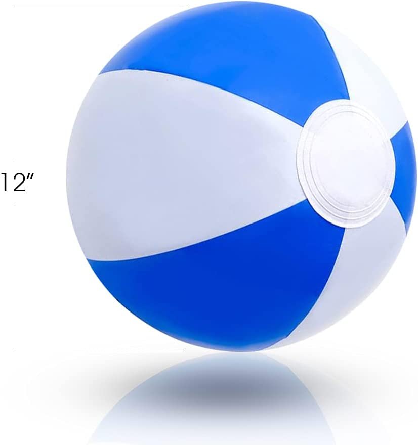 ArtCreativity Blue & White Beach Balls for Kids, Pack of 12, Inflatable Summer Toys for Boys and Girls, Decorations for Hawaiian, Beach, and Pool Party, Beach Ball Party Favors