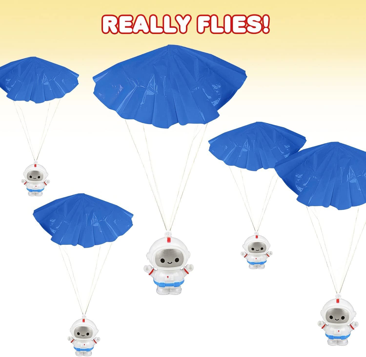 ArtCreativity Mini Astronaut Paratroopers with Parachutes, Bulk Pack of 24, Durable Plastic Parachute Toys Playset, Fun Parachute Party Favors, Goodie Bag Fillers for Boys and Girls